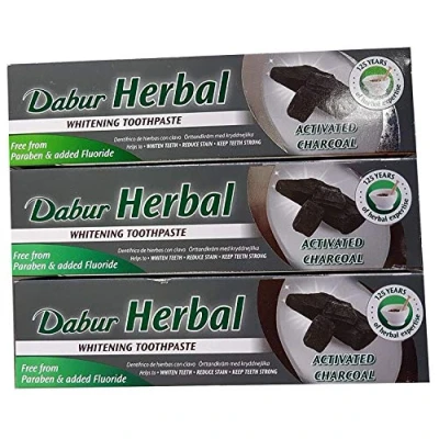 Abbildung von 3x Dabur Herbal Activated Charcoal Toothpaste 100ml Ayurvedische Pflege Produkte