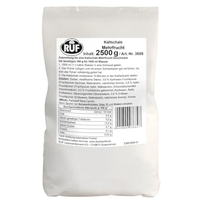 Abbildung von RUF Kaltschale Mehrfrucht, Großpackung, Fruchtspeise ohne Kochen, mit Aprikose, Apfel und Erdbeeren, nur 10 Min Kühlzeit, 1x2500g