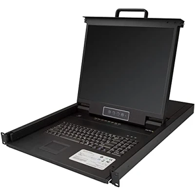 Abbildung von StarTech.com 8 Port Rack KVM Konsole mit 1,8 m Kabeln US Tastatur(QWERTY), Integrierter Switch 19&quot; LCD Monitor 1HE OSD 50.000 MTBF USB + VGA(RKCONS1908K)