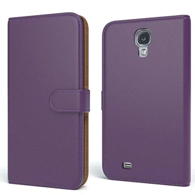 Abbildung von EAZY CASE Tasche kompatibel mit Samsung Galaxy S4 / Neo Schutzhülle Standfunktion Klapphülle Bookstyle, Handytasche Handyhülle Magnetverschluss und Kartenfach, Kunstleder, Lila