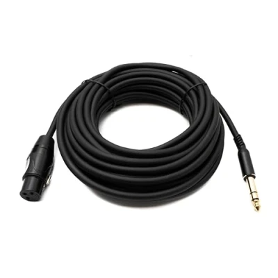 Abbildung von System S Audio Kabel 10 m 6.35 mm Klinke Stecker zu XLR 3 Pin Buchse Adapter in Schwarz