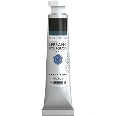 Abbildung von Lefranc Bourgeois 405024 extra feine Ölfarbe in Künstlerqualität aus hochwertigen Pigmenten, lebendige Farben, hohe Lichtechtheit, 20ml Tube Perylenschwarz