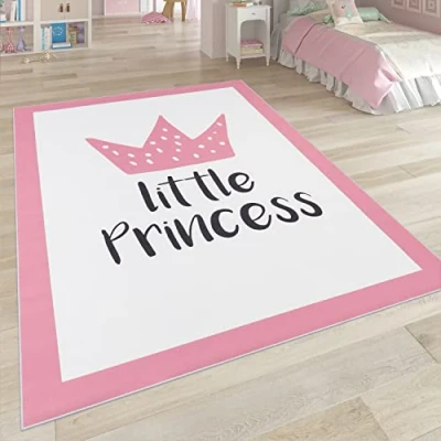 Abbildung von Paco Home Kinderteppich, Kinderzimmer Teppich m. Stern, Mond u. Karo Motiven, Grösse:120x160 cm, Farbe:Pink 9