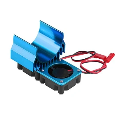 Abbildung von Tbest Motorkühlkörper, doppelter Kühlventilator, 540/550 RC für Elektroauto im Maßstab 1/10 (blau)