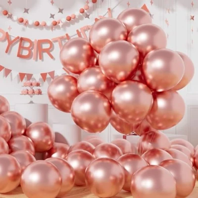 Abbildung von AULE Luftballons Rosegold Metallic Helium: 50 Stück 12 Zoll Luftballon Rose Gold Ballons Roségold Latex Geburtstagsdeko für Baby Shower Gender Reveal Graduation Geburtstag Deko