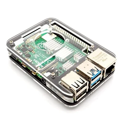 Abbildung von BerryBase Slim Acryl Gehäuse für Raspberry Pi 4, Stackable, transparent/schwarz
