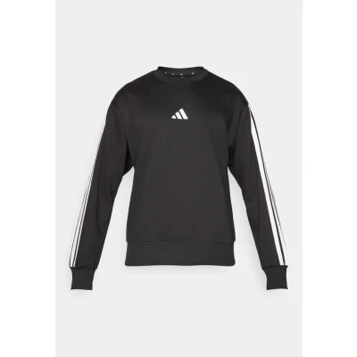 Abbildung von adidas Herren Essential Three Stripes Fleece Sweatshirt, Black/White, XS