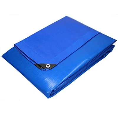 Abbildung von ECD Germany Schutzplane Abdeckplane mit Ösen aus Polyethylen Schimmelresistent Wasserdicht, Gewebeplane 180g/m² 2x3m 6m² Blau Reißfest Holzplane