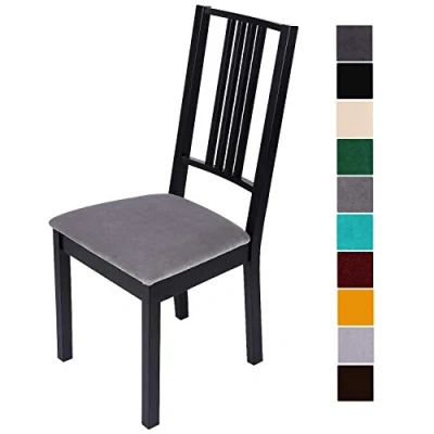 Abbildung von Homaxy Stuhlbezug Sitzfläche Samt Weich Sitzbezug Stuhl Stretch sitzbezüge für Esszimmerstühle Abwaschbar Schonbezug Hussen Stühle 4er Set, Silbergrau