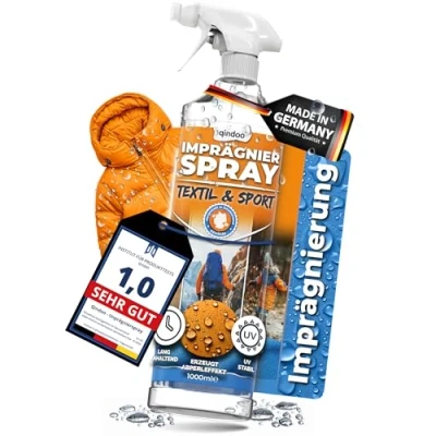 Abbildung von Qindoo Textil Imprägnierung Imprägnierspray Jacke für Outdoor u. Funktionstextilien Gore Tex, Sympatex, Softshell Wetterschutz Freizeit, Sport und Arbeit