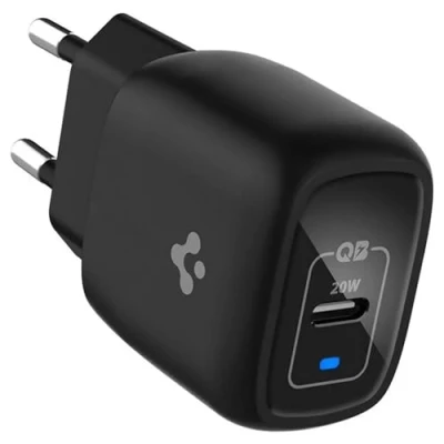 Abbildung von PowerArc 20W USB C oplader von Spigen Schwarz Kunststoff