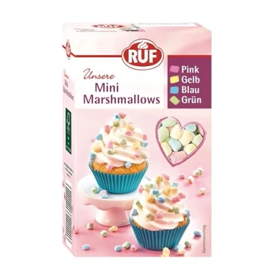 Abbildung von RUF Mini Marshmallows, Mäusespeck in Pastellfarben zum Dekorieren von Torten, Cupcakes und Plätzchen oder als Topping für Heiße Schokolade, 1 x 45g