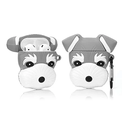 Abbildung von LEWOTE Silikon Niedliche Lustige Abdeckung Kompatibel mit Apple Airpods 1&amp;2 [Tierserie] (Schnauzer)