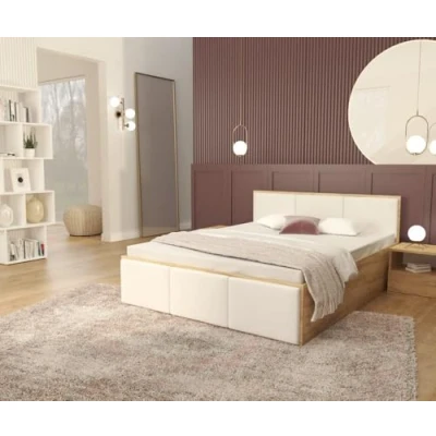 Abbildung von FDM Polsterbett mit Lattenrost Doppelbett 120x200, 140x200, 160x200, 180x200 (Bettrahmen Bettkasten für viel Stauraum, in Grau,Weiß oder Eiche Braun, ideal Paare), Metallrahmen hydraulischer Klappfunktion