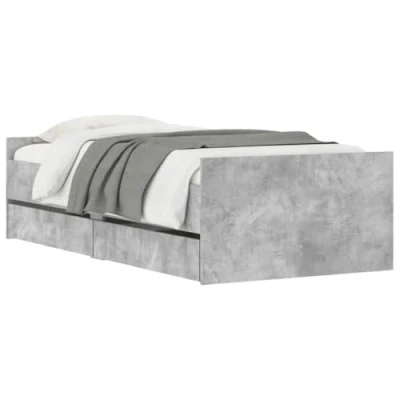 Abbildung von vidaXL Bettgestell, Bettrahmen mit Lattenrost, Bett Gästebett Schubladen, Einzelbett Schlafzimmerbett Schlafzimmermöbel, Betongrau 90x200cm