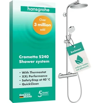 Abbildung von hansgrohe Duschsystem &quot;Crometta S&quot;, (Komplett Set), 24cm, wassersparend mit Thermostat, chrom