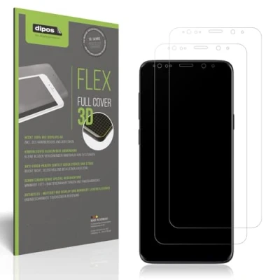 Abbildung von dipos FLEX 2x Schutzfolie matt passend für Samsung Galaxy S9+, Antireflex, 100% Displayabdeckung, Fingerprint Kompatibel, case friendly, Full Cover Displayschutz Folie