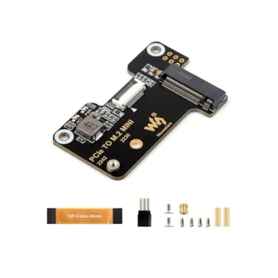 Abbildung von Waveshare PCIe to M.2 Mini Adapter Board Compatible with Raspberry Pi 5,Supports NVMe Protocol 2230/2242 Size Solid State Drive,for 5 HAT