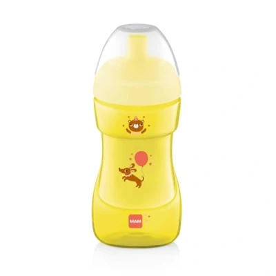 Abbildung von MAM Sports Cup (330 ml), auslaufsicherer Baby Trinkbecher mit selbstöffnendem Ventil, Kinder rutschfester Greiffläche, ab 12+Monaten, Hund