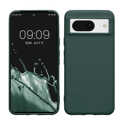 Abbildung von kwmobile Hülle kompatibel mit Google Pixel 8 weiches TPU Silikon Case Cover geeignet für kabelloses Laden Blaugrün