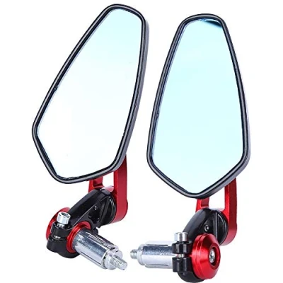 Abbildung von Motorrad Rückspiegel, Universal Aluminiumlegierung 7/in 22mm Lenkerendseite Rückspiegel(rot)