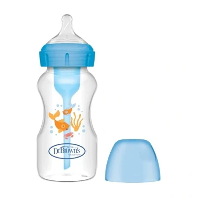 Abbildung von Dr. Brown&#039;s Antikolische Flasche Breiter Mund Options+ 270 ml Blau Biberon Wald +0 Monate