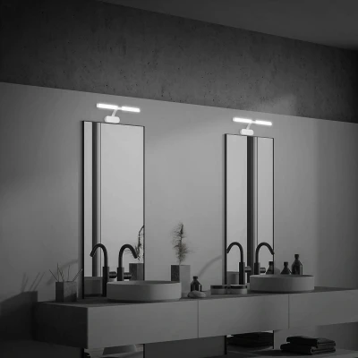 Abbildung von Briloner Leuchten LED Spiegelleuchte 2121014, fest verbaut, neutralweiß, 4000K, weiß mit Dekor, 28 cm