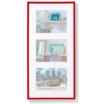 Abbildung von walther design Bilderrahmen rot 3x 13x18 cm Galerie mit Passepartout, New Lifestyle Kunststoffrahmen KV338R