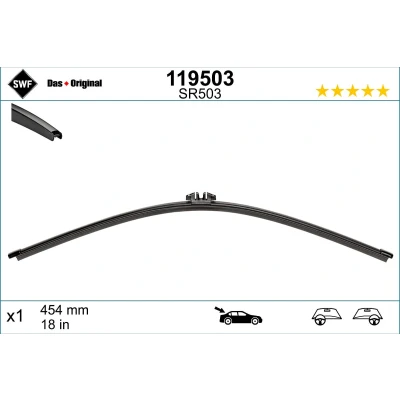 Abbildung von Scheibenwischer Swf Visioflex Rear 119503 455mm hinten Rahmenlos VOLKSWAGEN: California T6 Bus, Transporter 6 5 Bus
