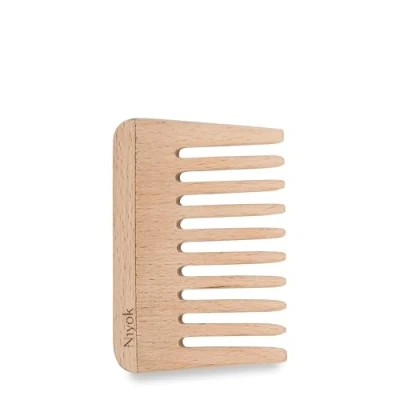 Abbildung von Niyok® Nachhaltiger Afrokamm aus Buchholz Kamm für gelocktes &amp; krauses Haar Grobzinkiger Lockenkamm Afro Kamm/Afro Comb Holz Grober Styling Locken Naturlocken