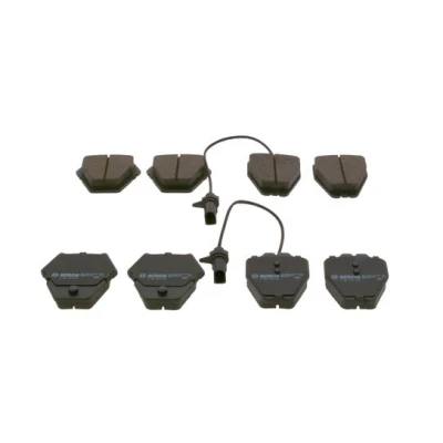Abbildung von BOSCH 0 986 424 690 Bremsbelagsatz Low Metallic mit integriertem Verschleißsensor Anti Quietsch Blech AUDI: A4 B5 Avant, Allroad C5, A6 C5 Avant