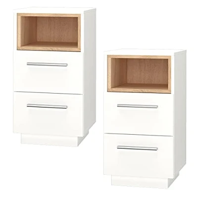 Abbildung von Vicco Nachtschrank Beatrice, Weiß/Sonoma, 36 x 68 cm 2er Set