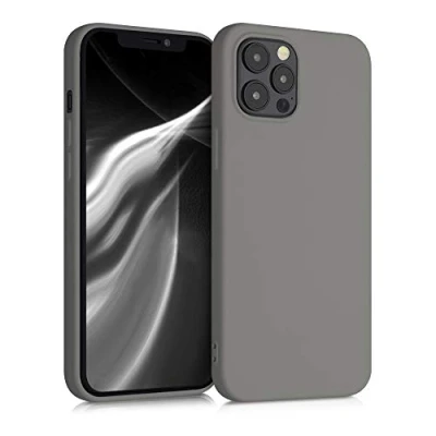 Abbildung von kwmobile Hülle kompatibel mit Apple iPhone 12 Pro Max weiches TPU Silikon Case Cover geeignet für kabelloses Laden Stone Dust