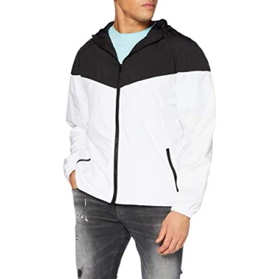 Abbildung von Build Your Brand Mens BY129 2 Tone Tech Windrunner Windbreaker, White/Black, 4XL