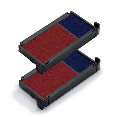 Abbildung von Trodat Ersatzkissen 6/4912/2 für den Office Printy Textstempel Stempelfarbe blau rot, 2er Pack, 312660, 5.6 x 2.8 1 cm
