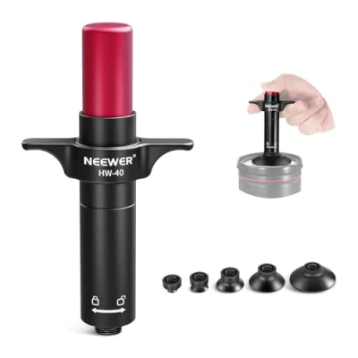 Abbildung von NEEWER 6 in 1 Objektiv Sauger Set, Kameraobjektiv Reparaturwerkzeug, IC Pick Up Vakuum Linsen Saugstift mit 5 auswechselbaren Saugnäpfen und Reinigungstuch für Objektivreparatur Reinigung, HW 40