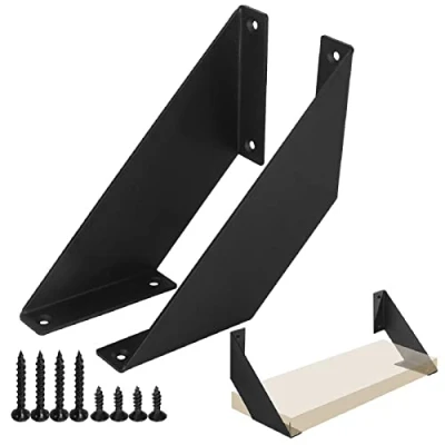 Abbildung von Chas Bete Regalwinkel Schwarz Regal Halterungen, Schwerlast Regalhalterung Eisen für Winkel Regal, 2er set, 20cm