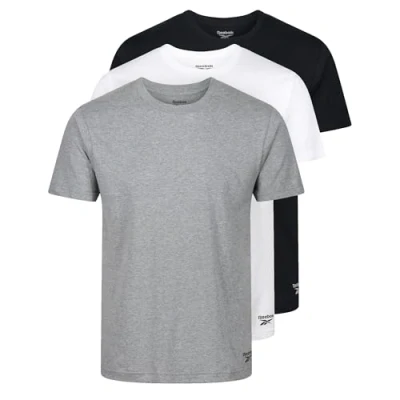Abbildung von Reebok Herren Rundhals T Shirt Santo 3er Pack Schwarz/Weiß/Grau meliert