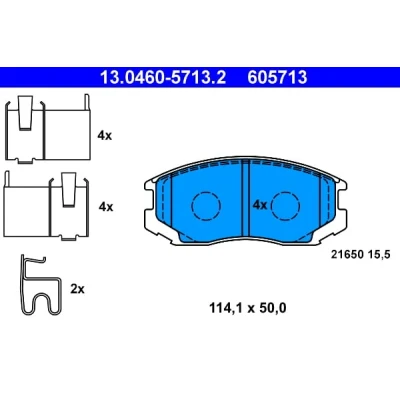 Abbildung von ATE 13.0460 5713.2 Bremsbelagsatz mit akustischer Verschleißwarnung Zubehör DAIHATSU: Terios II, I
