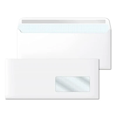 Abbildung von Papierumschläge, amerikanischer weißer Umschlag mit Fenster, Maße 225 x 115 mm, weiße Papierumschläge für Briefe und Dokumente, Umschläge 90 g/m² Haftklebung · m office (1000 Stück)