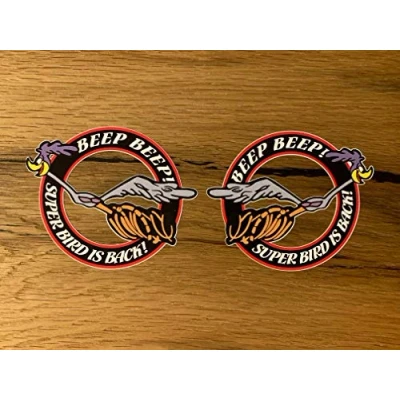 Abbildung von 24/7stickers MG405 / 2X Road Runner Aufkleber 9x7,5cm Super Bird Beep Sticker Motorrad Auto Tank Hot Rod V8 V2 Bike Cafe Racer Oldtimer