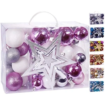 Abbildung von BRUBAKER Weihnachtsbaumkugel 50 teiliges Weihnachtskugel Set mit Baumspitze, Christbaumschmuck aus Kunststoff, Weihnachtsdekoration edel und robust