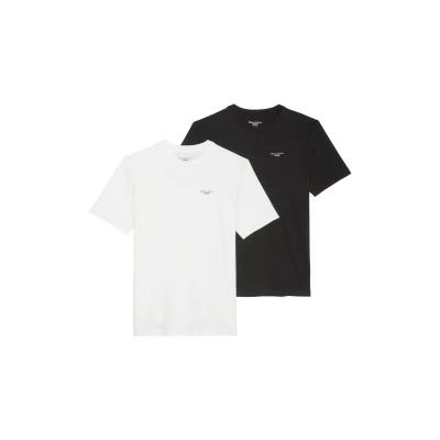 Abbildung von Marc O&#039;Polo Denim LOGO Print 2 PACK Tshirt basic, Herren, Größe: Large, Black/off white