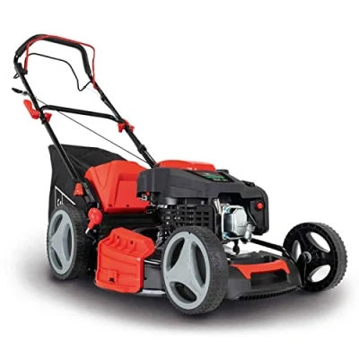 Abbildung von Scheppach MS225 53 Benzin Rasenmäher mit Antrieb 6PS cm Schnittbreite Reinigungsfunktion 65 Liter Fangkorb Stahlgehäuse 7 stufige Höhenverstellung Mulchfunktion Seitenauswurf
