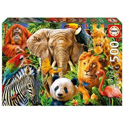 Abbildung von Educa Puzzle 500 Teile für Erwachsene Wildtiere, und Kinder ab 11 Jahren, Tierpuzzle, Zootiere (19550)