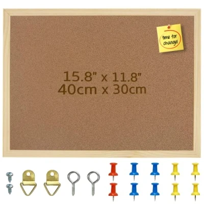 Abbildung von OWLKELA Pinnwand Kork 30x40, Klein, Pinwand Korktafel Befestigungsmaterial und Druckstifte im Lieferumfang Enthalten, Holzrahmen