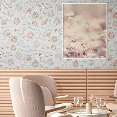 Abbildung von living walls Vliestapete &quot;House of Turnowsky Designer zarte Blümchentapete&quot;, matt gemustert neutral, Mädchenzimmer Mandala Tapeten Wohnzimmer Schlafzimmer Küche Design