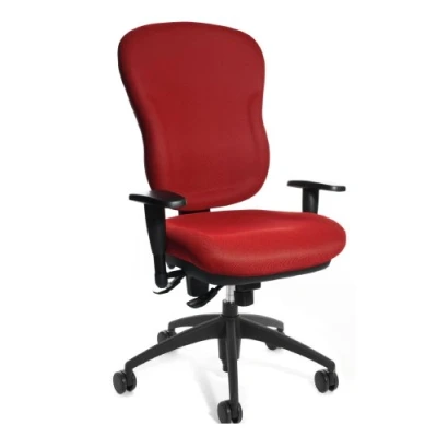 Abbildung von Topstar Wellpoint 30 SY, ergonomischer Bürostuhl, Schreibtischstuhl, Muldensitz, inkl. Armlehnen, Bezug rot