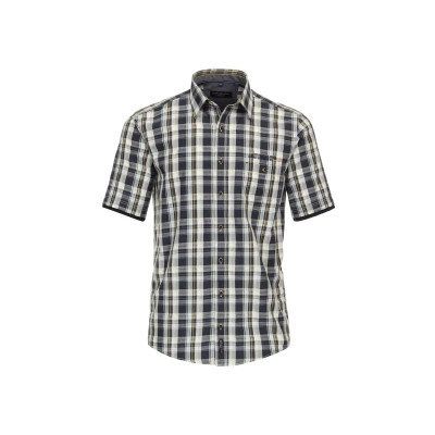 Abbildung von CASAMODA Casual Fit Hemd Halbarm New Kent Kragen Karo blau Gr. M