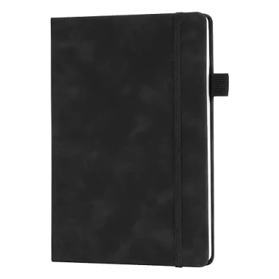 Abbildung von Welsberg Notizbuch A5 liniert Hardcover Journal Buch Tagebuch aus veganem Leder mit 192 Seiten und Stiftschlaufe, Premium Papier für Notizen,Planung,Studium,Reisen,Zeichnungen,Skizzen,Projekte,Schwarz